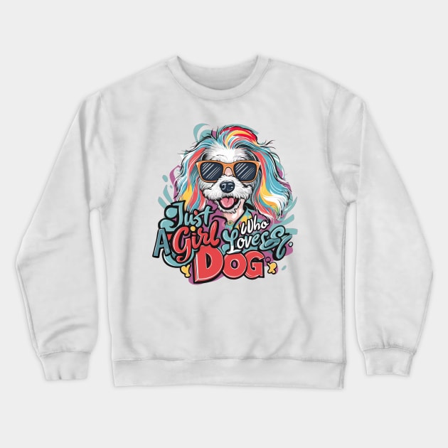 Just A Girl Who Loves dog Crewneck Sweatshirt by alby store